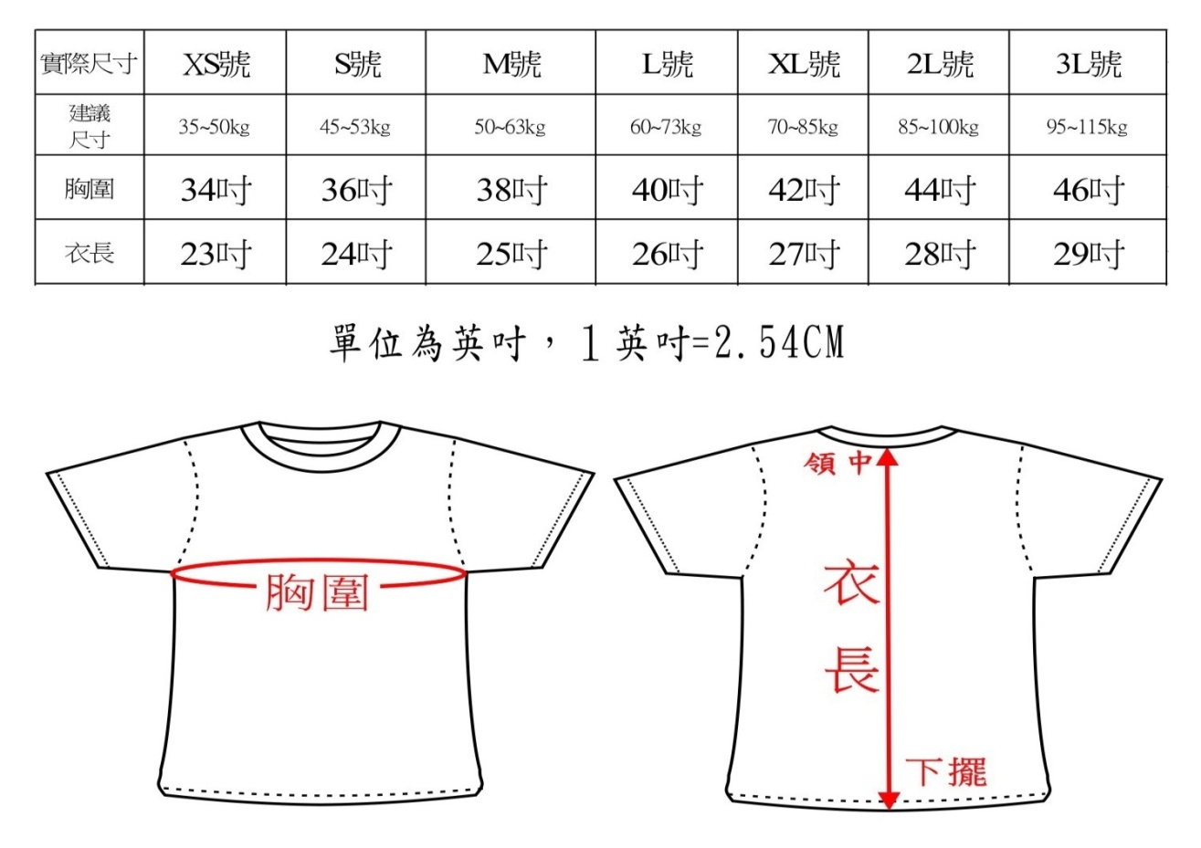 *请依据表格公告尺寸选择合适size,恕不接受更换尺寸,另衣服尺寸误差